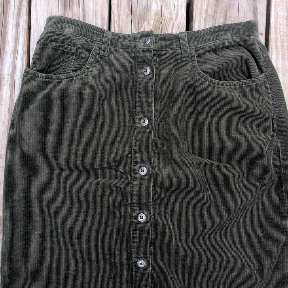 Vintage Bobbie Brooks Corduroy Green Skirt 31 inch